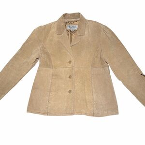 Vtg Wilsons Leather Maxima Women’s 100% Suede Leather Blazer Jacket Tan XLarge
